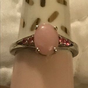 Peruvians pink opal ring set in sterling silver